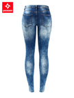 2045 Youaxon Women`s Fashion Blue Low Rise Skinny Distressed Washed