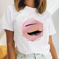 Thumbnail for Women Eyelash Beach Holiday Cute 2021 Female Short Sleeve Cartoon