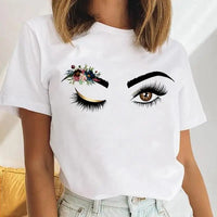 Thumbnail for Women Eyelash Beach Holiday Cute 2021 Female Short Sleeve Cartoon