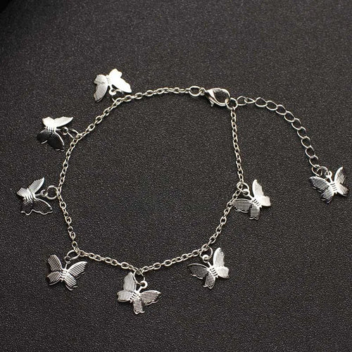 Crystal Butterfly Anklet For Women Foot Jewelry Summer Beach Barefoot