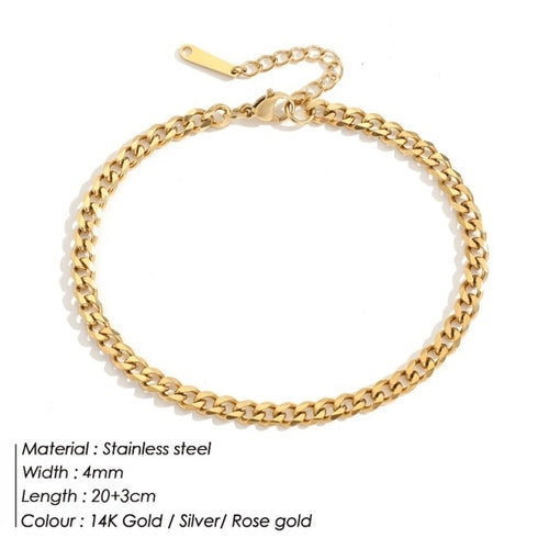 Jujie 4mm 316l Stainless Steel Snake Chain Anklet For Women/men Sexy