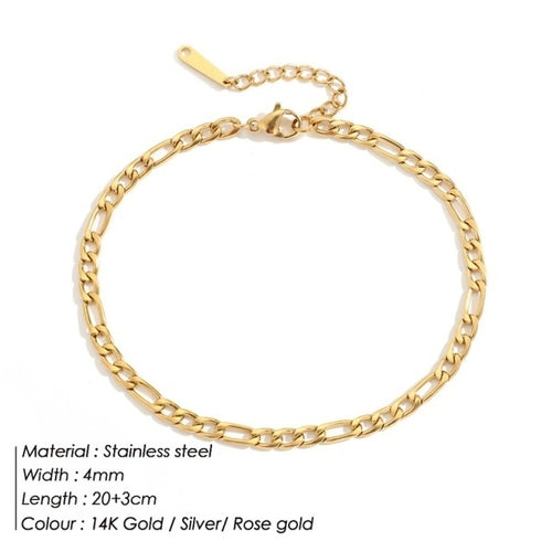 Jujie 4mm 316l Stainless Steel Snake Chain Anklet For Women/men Sexy