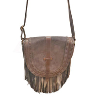 Thumbnail for Leather Boho Fringe Suede Tassel Crossbody Bag with Adjustable