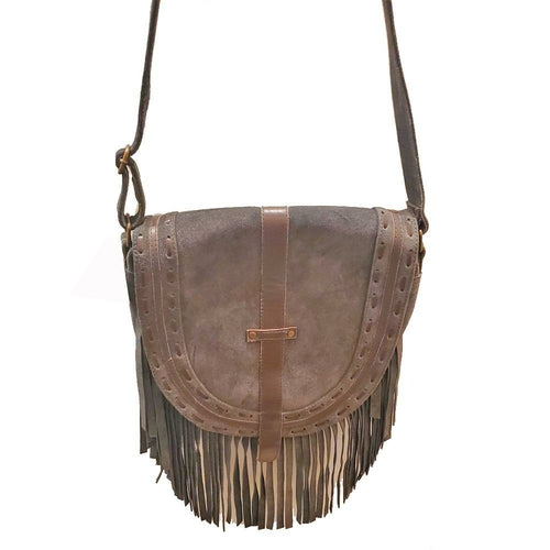 Leather Boho Fringe Suede Tassel Crossbody Bag with Adjustable