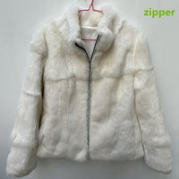 Thumbnail for Women Genuine Rabbit Fur Coats Solid Female Stand Collar Rex Rabbit