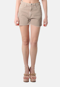 Thumbnail for Beige Raw Hem Denim Shorts