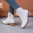 Women's Retro Embroidery Western Boots  Autumn Winter PU Leather