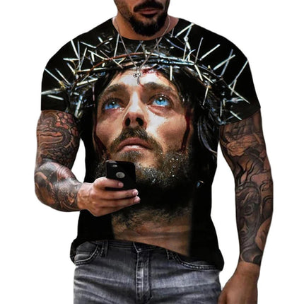 Jesus Christ 3D Print T-shirts Men Clothing Summer Fashion Casual