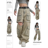 Thumbnail for High Street Retro Casual Wide Leg Multi Pocket Loose y2k Jeans Women