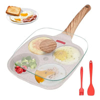 Thumbnail for 4 Hole Omelet Pan Frying Pot with Lid Thickened Steak Cooking Pan Bread