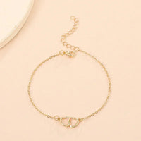 Thumbnail for Simple Double Heart  Anklet for Women Hollow Gold Color Love Foot