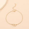 Simple Double Heart  Anklet for Women Hollow Gold Color Love Foot
