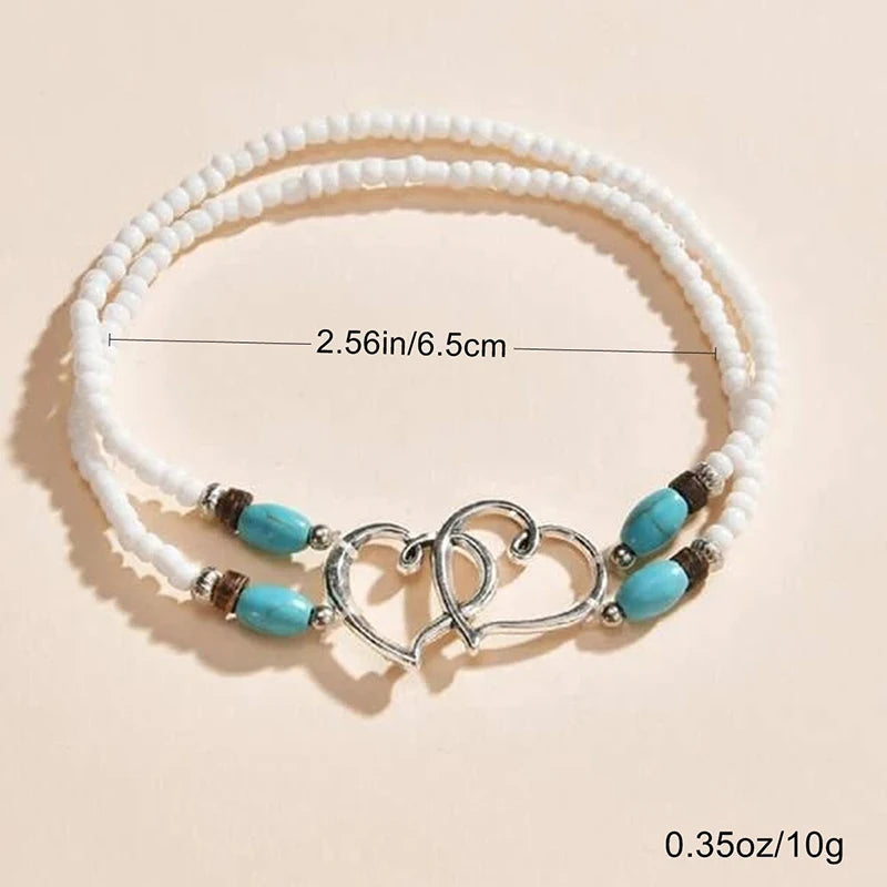 Beads Ankle Bracelet Foot Jewelry Summer Handmade Beach Heart Shape