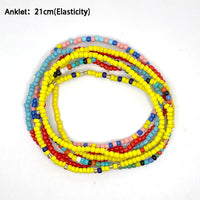 Thumbnail for 7Pcs/Set Bohemian Multicolor Beaded Chain Anklet Bracelet Set for