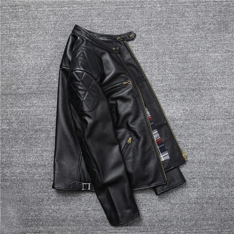 Spring and Autumn Natural Cowhide Motorcycle Jackets Men Genuine