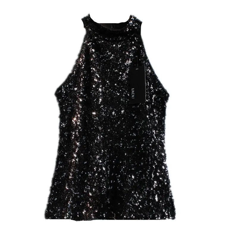 Sequins Women Fashion Shimmer Flashy Embellished High Quality Halter