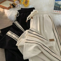 Thumbnail for QWEEK Baggy Striped Corduroy Sweatpants Women Streetwear Sporty Casual