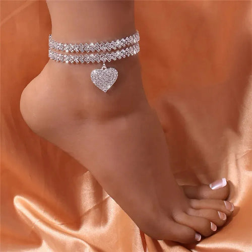 Fashion Rhinestone Chain Anklets For Women Luxury Shining Ankle