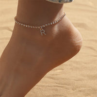 Thumbnail for Crystal Zircon Initial Letter Ankle Bracelet Alphabet Anklets for