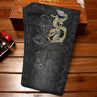 Thumbnail for Chinese Dragon Embroidered Printed Jeans Men's Slim Fit Skinny Stretch