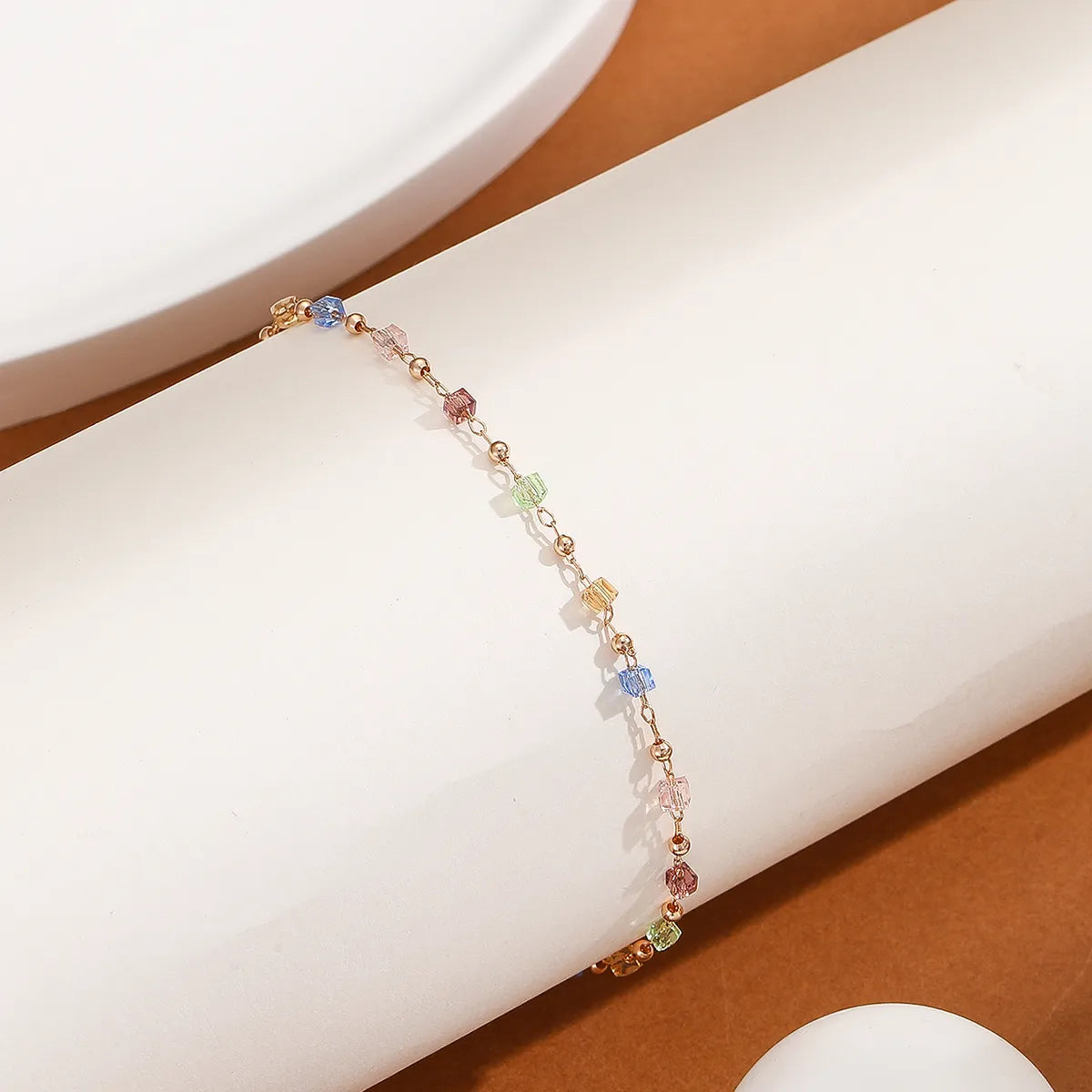 Korean Colorful Beads Chain Anklets Bracelets Women Summer Barefoot