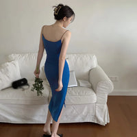 Thumbnail for Women Slim Sexy Split Dress Elastic Tight Party Elegant Female Long