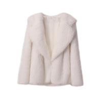 Thumbnail for Winter Warm Fur Coat Women Elegant Turndown Collar Long Sleeve Short