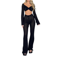 Thumbnail for Wsevypo Hollow Out Crochet Knit Pants Sets Women Casual Two-Piece