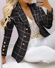 Casual Stripe Print Suit Coat Pants Set Office Lady Fashion Elegant