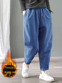 Thumbnail for Velvet Warm Winter Pants for Women Elastic Waist Corduroy Harem Pant