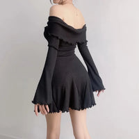 Thumbnail for Autumn Black A-LINE Dress Women Streetwear Sexy Strapless Off Shoulder