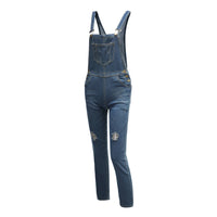 Thumbnail for Loose Women Denim Rompers for Streetwear Design Pockets Decor Ripped