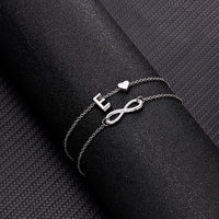 Thumbnail for Bohemia A-Z Letter Initial Anklet For Women Silver Color Initial Heart