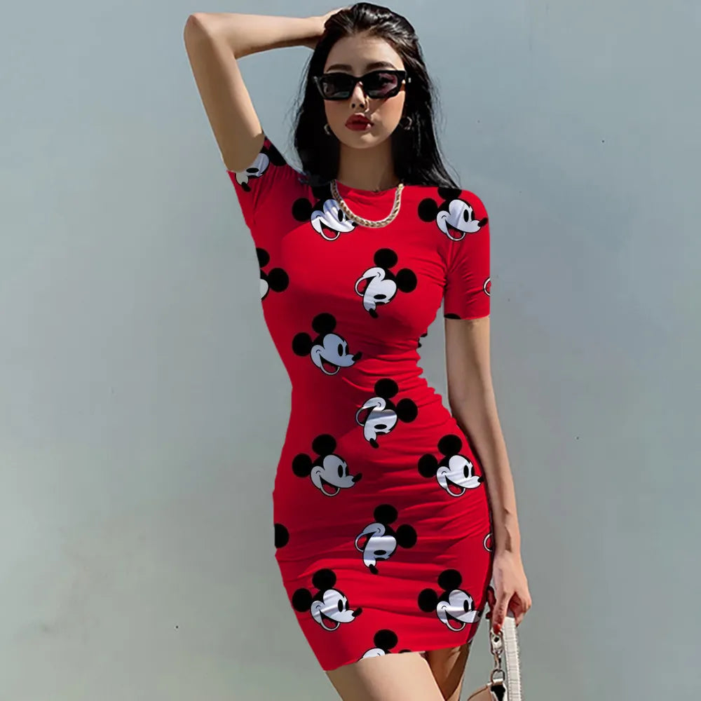 Disney Sexy Minnie Mickey Mouse Cartoon Print Bodycon Slim Pencil