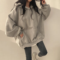 Thumbnail for HOUZHOU Women Hoodie Streetwear Gray Harajuku Oversized Top Half Zip