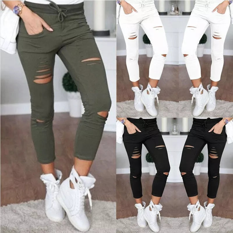 New Ripped Jeans for Women Women Big Size Ripped Trousers Stretch