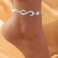 Thumbnail for Charm Shiny Infinity 8-character Anklet for Women Silver Color