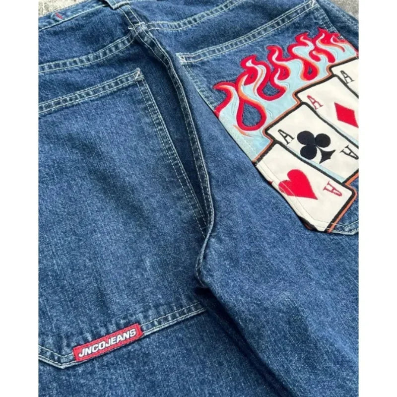 JNCO Jeans New Y2K Harajuku Hip Hop Letter Embroidered Vintage Baggy