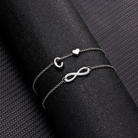 Thumbnail for Bohemia A-Z Letter Initial Anklet For Women Silver Color Initial Heart