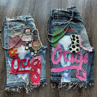 Thumbnail for Y2K Retro Hip Hop Painted Patchwork Baggy Denim Shorts Fashion Street