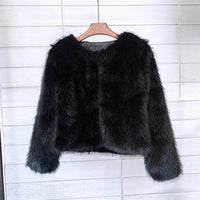 Thumbnail for Winter Warm Fur Coat Women Elegant Turndown Collar Long Sleeve Short