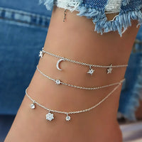 Thumbnail for FNIO Bohemian Charm Anklet Set For Women Star Moon Ankle Bracelet On