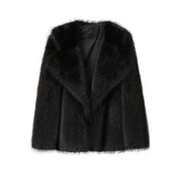 Thumbnail for Winter Warm Fur Coat Women Elegant Turndown Collar Long Sleeve Short