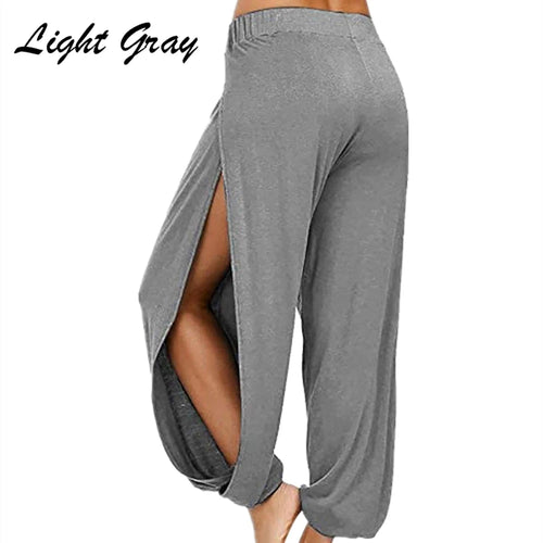 Women Fashion Yoga Pants High Waisted Slit Wide Leg Haren Pants Gym