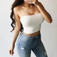 Thumbnail for Sexy Halter Strapless Tank Tops Black Sleeveless Wrap Short Crop Tops