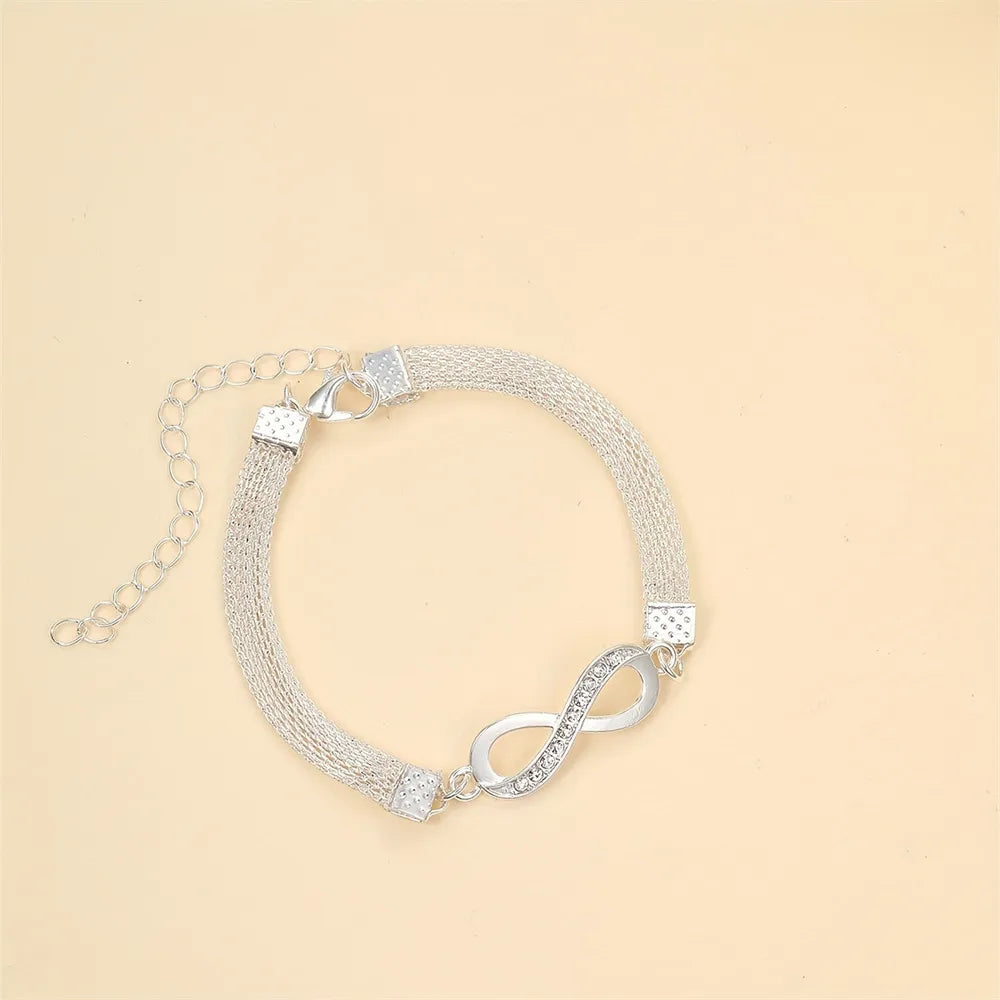 Charm Shiny Infinity 8-character Anklet for Women Silver Color