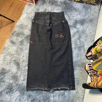 Thumbnail for JNCO Jeans Y2K Harajuku Hip Hop Poker Graphic Retro Blue Baggy Jeans