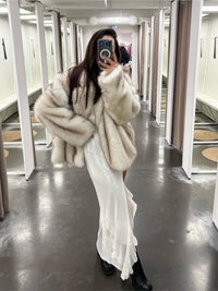 Thumbnail for Women Fashion Lapel Faux Fur Warm Coat 2023 Autumn Winter Thicken Lady