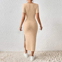 Thumbnail for Women Ribbed Midi Dress Soft Knitted Sexy Pencil Dress Casual Skinny