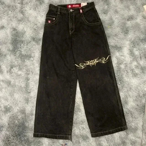 American retro jeans with embroidery decoration for men and women